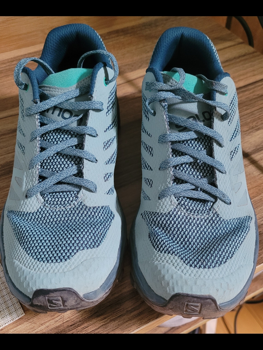Salomon Women’s Mint Green and Navy Athletic Trail Shoes